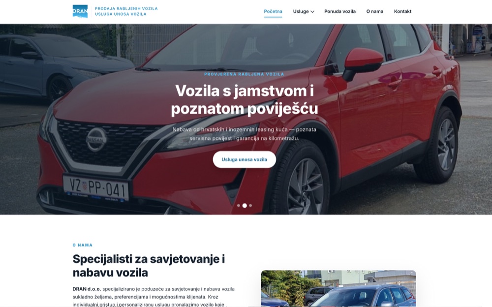 DRAN automobili web stranica