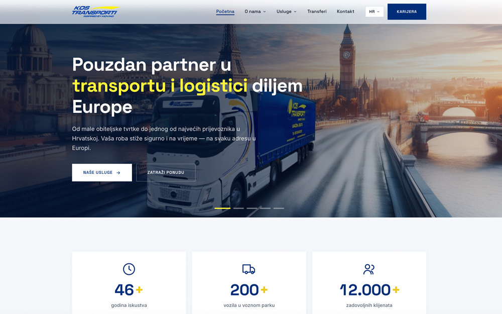 Kos transporti web stranica