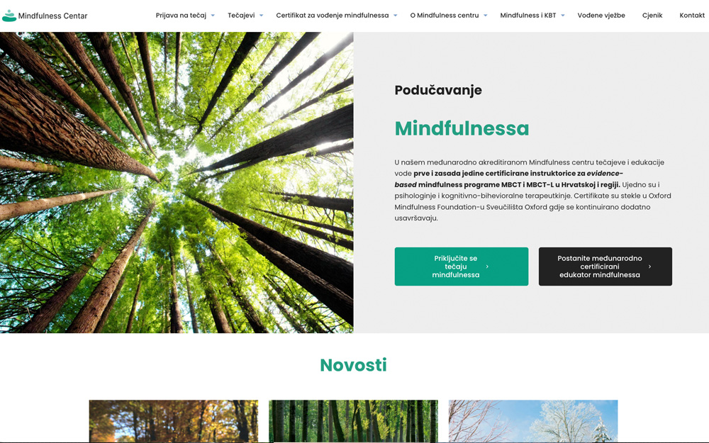 Mindfulness centar web stranica