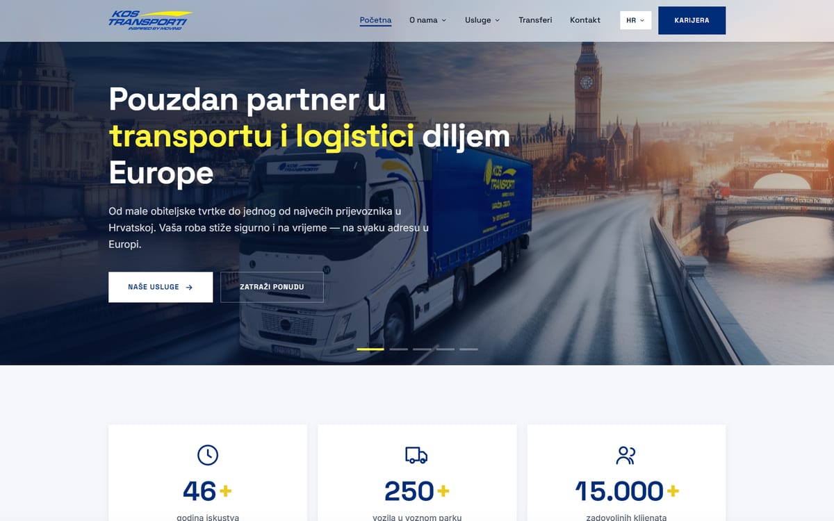 Kos transporti web stranica