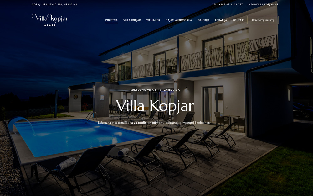 Villa Kopjar web stranica