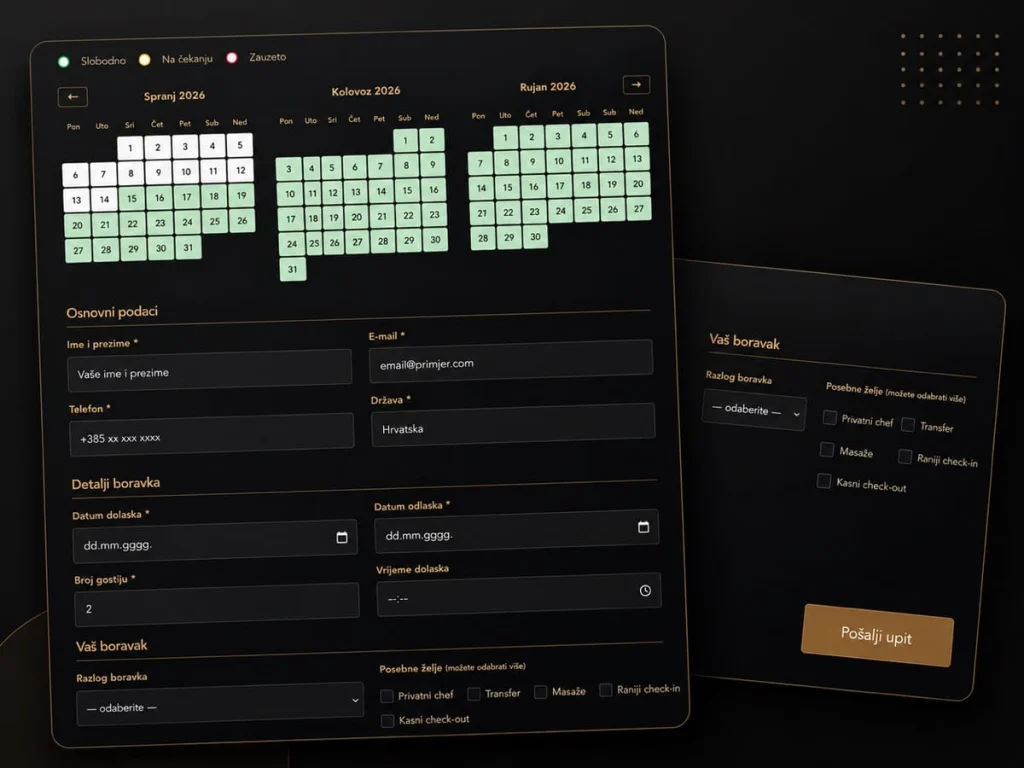 Booking sustav za kuće za odmor - primjer custom rješenja Medialab