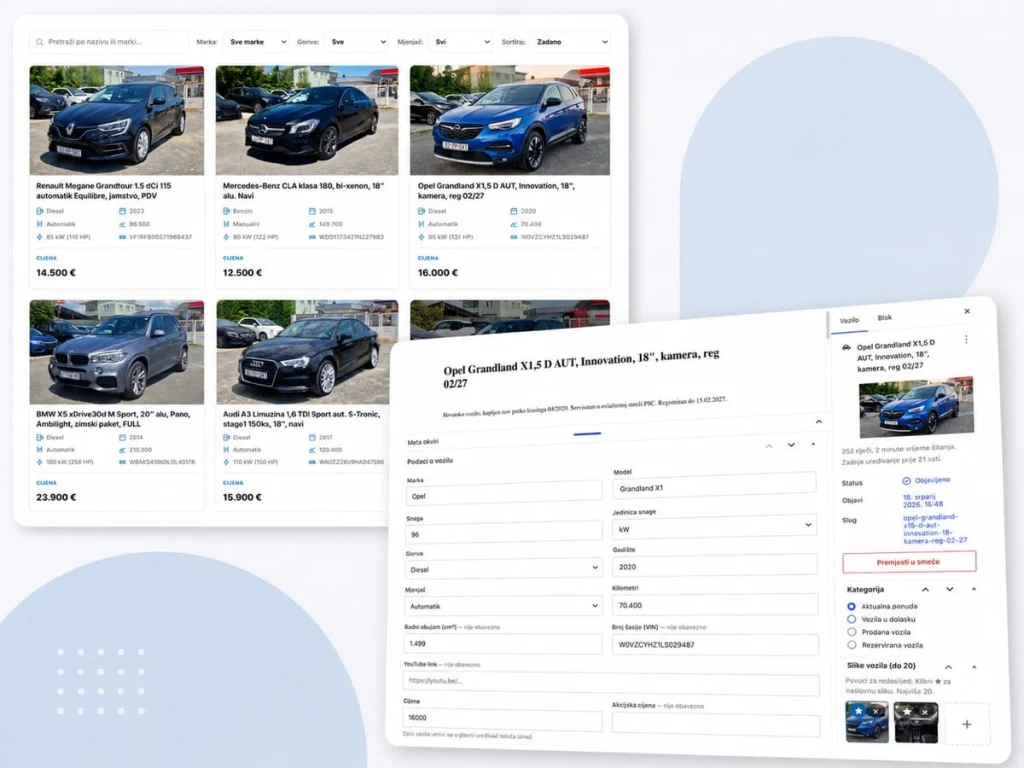 Katalog vozila za autokuće - primjer custom rješenja Medialab