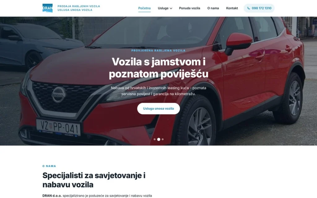 DRAN automobili web stranica