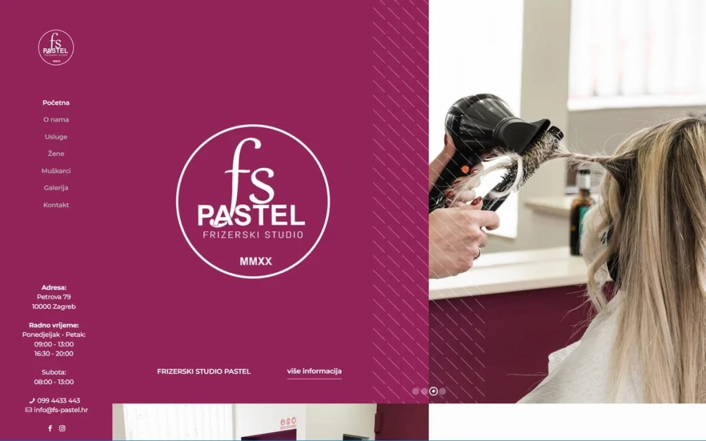 Frizerski salon Pastel web stranica