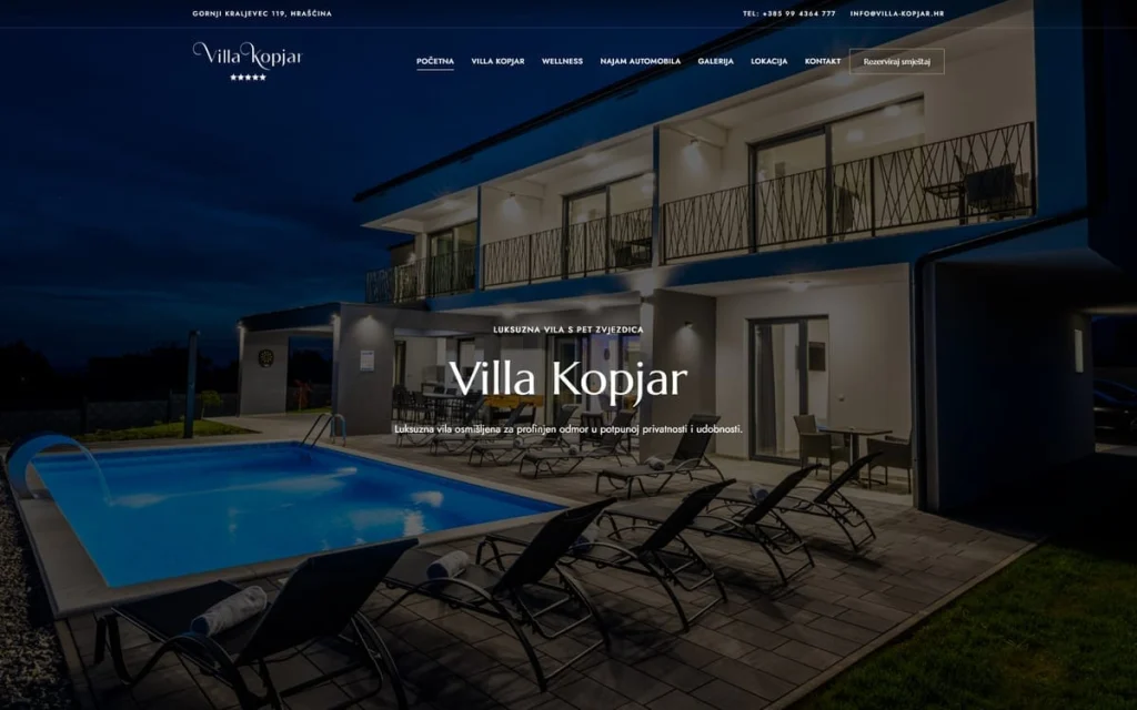 Villa Kopjar web stranica
